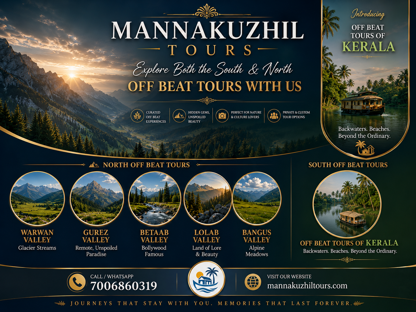 Off-beat tours - Warwan Valley, Gurez Valley, Kerala backwaters and hidden destinations